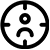 Black circular icon with four directional markers and a central figure on light gray background