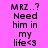 Pixelated text on pink background with yellow highlight changes across frames showing 'MRZ..? Need him in my life<3' variations.