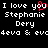 Pixelated text displays 'I love you' with a red heart replacing the 'o', followed by names and stylized spellings on black background.