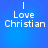 Blue background with white text reading "I Love Christian" in four identical arranged in a