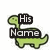 Green pixelated dinosaur with black text overlays reading 'His Name', 'Is', and 'Dino <3' across three views.