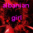 Pixelated red and black background with purple text reading 'albanian girl' on left and '4 life' on right, no visible animation changes.