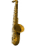 Animated golden saxophone icon with multiple poses against white background, showing rotation and swing motion.