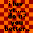 Pixelated text on a checkered background with visible animation changes between frames.