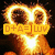 Animated icon with glowing orange and yellow text 'D+Δ=LOV' over a fiery background, transitioning to static black-and-white smoke-like shapes.