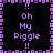 Pixelated purple text "Oh My Piggie !!" arranged in a with a purple border on black background