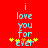 Red background with light blue text reading "i love you for ever" and yellow/orange star symbols, showing animation changes in the stars' positions.
