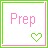 Two side-by-side animated frames of a pixel art buddy icon featuring the text "Prep" and a heart symbol with color variations between frames.
