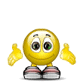 Yellow cartoon character with green eyes and striped shoes, displaying multiple facial expressions under speech bubbles reading Welcome or Welcome home.