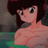 Anime-style character with short brown hair and large eyes, wearing a green garment, positioned next to pixelated text on a black background.
