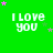 Green background with repeated 'I LOVE YOU' text and pink/grey stars, showing animation changes in star positions across frames.
