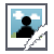 Pixelated image of a black silhouette figure against a light blue sky with two white clouds, framed by a gray border with a diagonal crack on the right side.