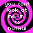 Four identical display a pink and black spiral with white text reading "you cant look at me im to butiful" in a pixelated font