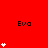Red background with multiple 'Eva' text labels and varying white heart stacks; gray rectangle in bottom-right corner.