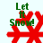Green text 'Let It Snow!' above red snowflake on white background with pixelated animation changes.