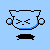 Four pixel-art character icons arranged in a on light blue background, each with a black banner below