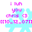 Pixelated cyan snowflake with pink text 'i luh you chris <3 [[10_12_07]]' on white background, two identical frames shown side-by-side.