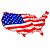 Pixelated map of the United States filled with American flag stripes and stars on a white background, next to green text reading Original Icons .com on dark green.