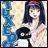 A pixelated anime-style buddy icon featuring a character with long dark hair and red headband holding a black cat, next to text reading "Anime IM" on a black background.