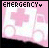 Pixelated pink and white ambulance icon with 'EMERGENCY' text, displayed across three animated frames showing subtle movement changes.