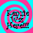 Four identical display a swirling pink and cyan spiral background with black text reading 'Kendie' above 'Ferell!' in stylized font
