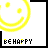 Animated contact sheet of 17 frames showing a yellow smiley face icon with "EE HAPPY" text, arranged in a 5x4 grid with one empty cell.