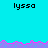 Pixelated cyan background with pink and purple wave-like borders, repeated 'lyssa' text in black pixel font across the image.