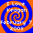 Four identical pixelated spiral icons with orange and blue colors, each displaying text "I Love Keagan February 7. 2008" in white block letters.