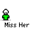 Pixel art buddy icons show two figures in green and yellow shirts with heart symbols, some with speech bubbles reading 'BAE!!' and repeated 'Miss Her' text below each icon.