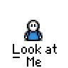 Animated contact sheet of a pixel art character in various poses with repeated text and symbols across 23 frames on gray background