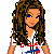A 4x4 contact sheet of a pixel art softball-themed animated icon featuring a female character with brown hair, white shirt with red/blue accents, and blue pants holding a brown glove, alongside repeated text "softball my anti-drug" with pink hearts on black backgrounds.
