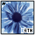 Blue flower with dark center and white highlights, text 'BETH' at bottom right in pixelated font.