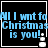 Four identical display blue pixelated text on black background with white snowman icon, each showing 'All I wnt fo Christmas is you!' in light blue font