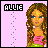 Pixelated AIM buddy icon featuring a cartoon woman with long brown hair against a pink background, with the name 'ALLIE' in blocky text above her and gray squares descending on the left.