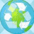 Animated Earth icon with recycling symbol, showing a globe turning and changing expressions.