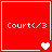 Red square icon with white text "Court</3" and animated heart symbols changing