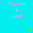 Cyan background with repeated pink text 'Soccer 4 Life!' and scattered green plus signs and dots.