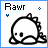 Animated contact sheet of a pixelated dinosaur icon with changing cursor symbols and text styling across five frames.