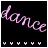 Black background with pink cursive 'dance' text and a of small pink heart shapes below, animated to cycle through different heart patterns