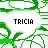 Green and white pixelated pattern with repeated text variations inside speech bubbles on a