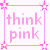 Pixel art collage of a blonde female character in multiple pink-and-white outfits with text elements like 'think pink' and '& sleep'.