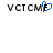 Pixelated text 'VCTCMF' with a blue heart-shaped outline replacing the letter E in the left instance, displayed on white background.
