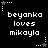 Black background with white pixelated text reading 'beyanka loves mikayla' repeated in a pattern, surrounded by small white and gray star icons with dotted lines