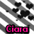 Pixelated icon with diagonal striped background, black hearts scattered across it, and pink text reading "Ciara I Miss U" on left side.