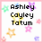 Pixelated image with pink border, white background, and colorful star shapes; text reads Ashley Cayley Tatum in top-left quadrant.