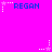 A bright pink background features multiple instances of the word "REGAN" in blue pixelated text, each accompanied by a small star icon with trailing dots.