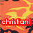 Pixelated icon with orange and yellow flame-like background and red rectangular banner containing white text 'christianl' in lowercase.
