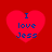 Four red heart shapes on a solid red background, each containing blue text reading "I love Jess" in pixelated font.