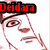Pixelated image of a stylized face with swirling hair and a red text banner reading "Deidara" above it.