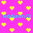 Pixelated yellow hearts on bright pink background with cyan text reading "Addison3" in four locations.